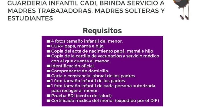 Ofrece guardería CADI apoyo a familias