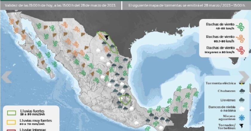 Entra el martes Frente Frío 45 con lluvias y viento