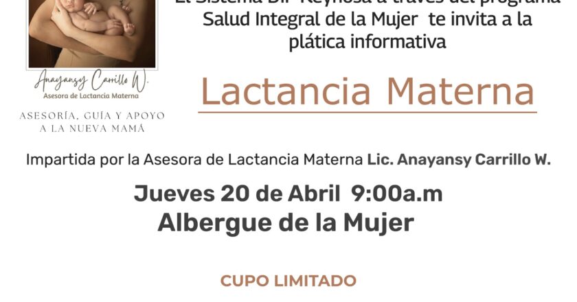 Invita DIF Reynosa a plática sobre lactancia materna