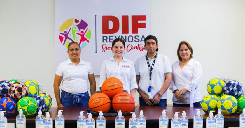 Entregó DIF Reynosa balones y gel antibacterial a CEDES