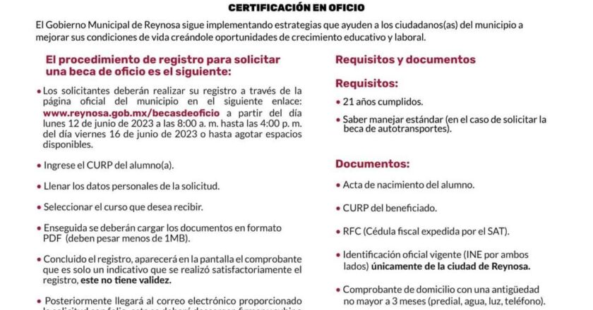 Ofrecerá Gobierno de Reynosa Becas de Oficio en Operador de Quinta Rueda, Bienes Raíces, Plomería y Electricidad