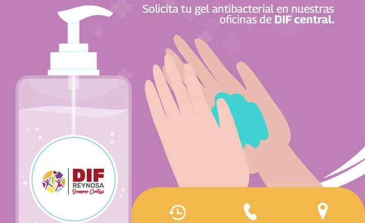 Ofrece DIF Reynosa donación de gel antibacterial