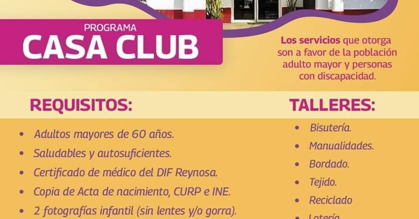 Invita DIF Reynosa a inscribirse en Casa Club