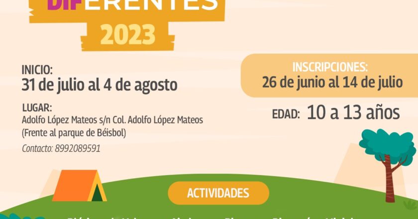 Invita DIF Reynosa a participar en Campamento de Verano 2023