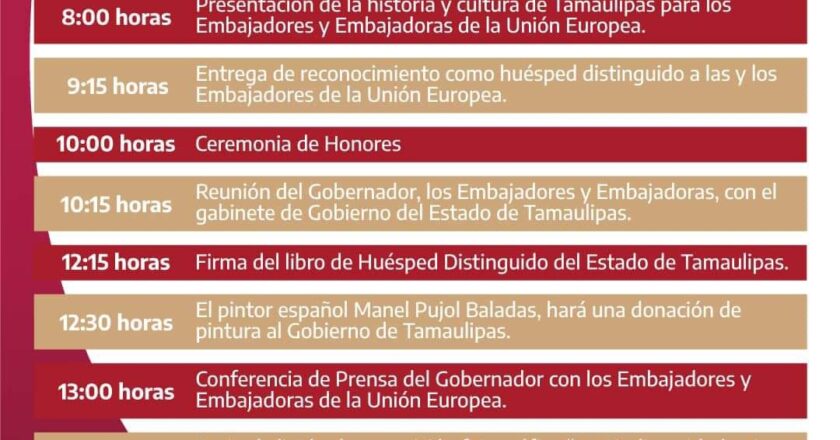 Llegan embajadores de la UE a Tamaulipas, en histórica visita