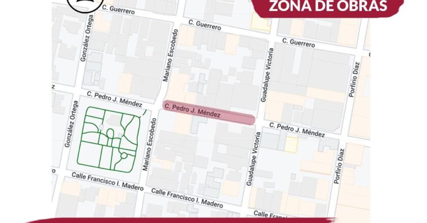 Aviso de cierre temporal en calle Pedro J. Méndez de la Zona Centro