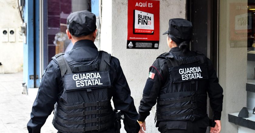 Guardia Estatal en operativo de vigilancia por El Buen Fin