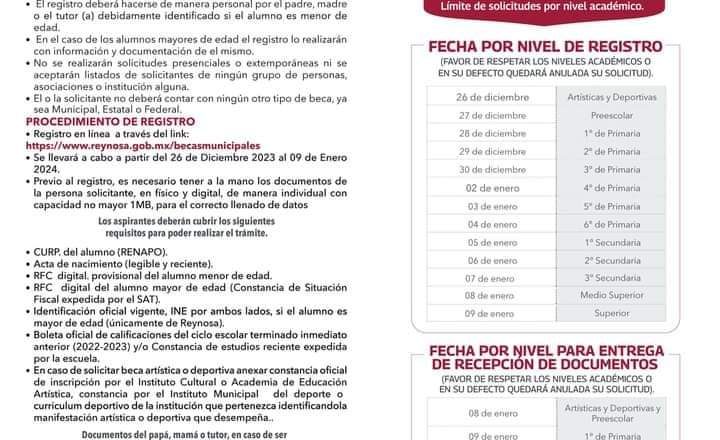 Continúa Gobierno de Reynosa proceso de Becas de acuerdo a Convocatoria