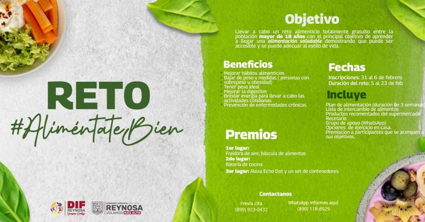 DIF Reynosa invita a reto “Aliméntate Bien”