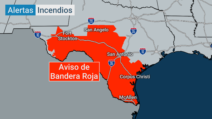 Bandera roja en Texas por condiciones favorables para incendios