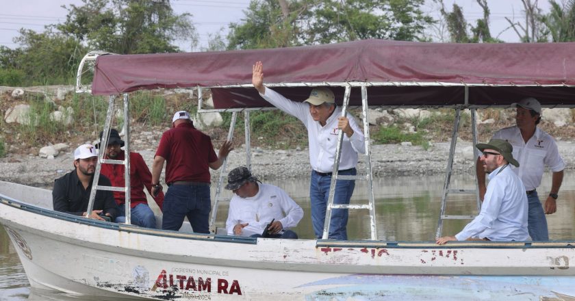 Supervisó Américo trabajos de dragado en el sistema lagunario en el sur de Tamaulipas