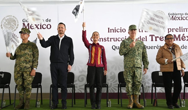 Encabezó Claudia Sheinbaum banderazo a trabajos preliminares del tren México-Querétaro