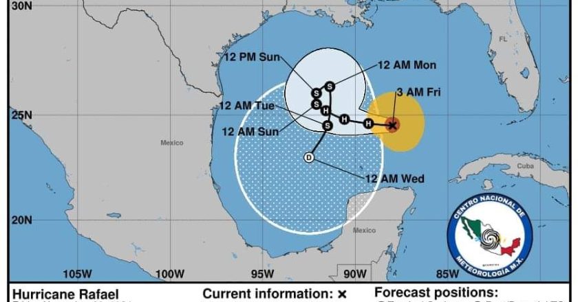 “Rafael” se fortalece en el Golfo de México