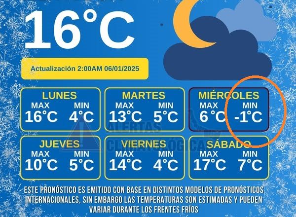 Bajará temperatura hasta -1 grado: Pronósticos